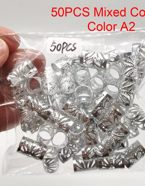 Load image into Gallery viewer, 5Pcs Golden Silver Viking Spiral Charms Hair Tubes Braid Dread Dreadlock Beads Clips Cuffs Rings Jewelry Hair Accessories Woman
