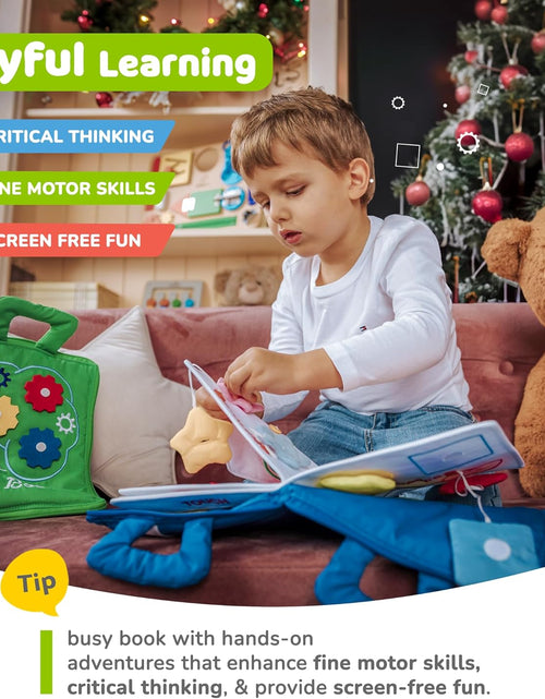 Load image into Gallery viewer, Quiet Book Montessori Toys for 1 2 3 Year Old, Busy Book for Toddlers 1-3 Travel Toy with Preschool Learning Activities, Educational Toy with 9 Sensory Toddler Activities for Boys &amp; Girls
