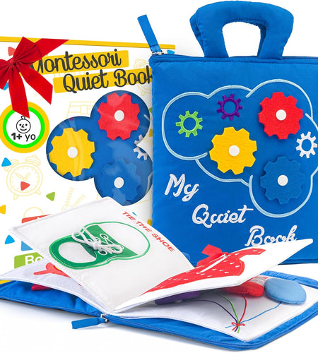 Quiet Book Montessori Toys for 1 2 3 Year Old, Busy Book for Toddlers 1-3 Travel Toy with Preschool Learning Activities, Educational Toy with 9 Sensory Toddler Activities for Boys & Girls