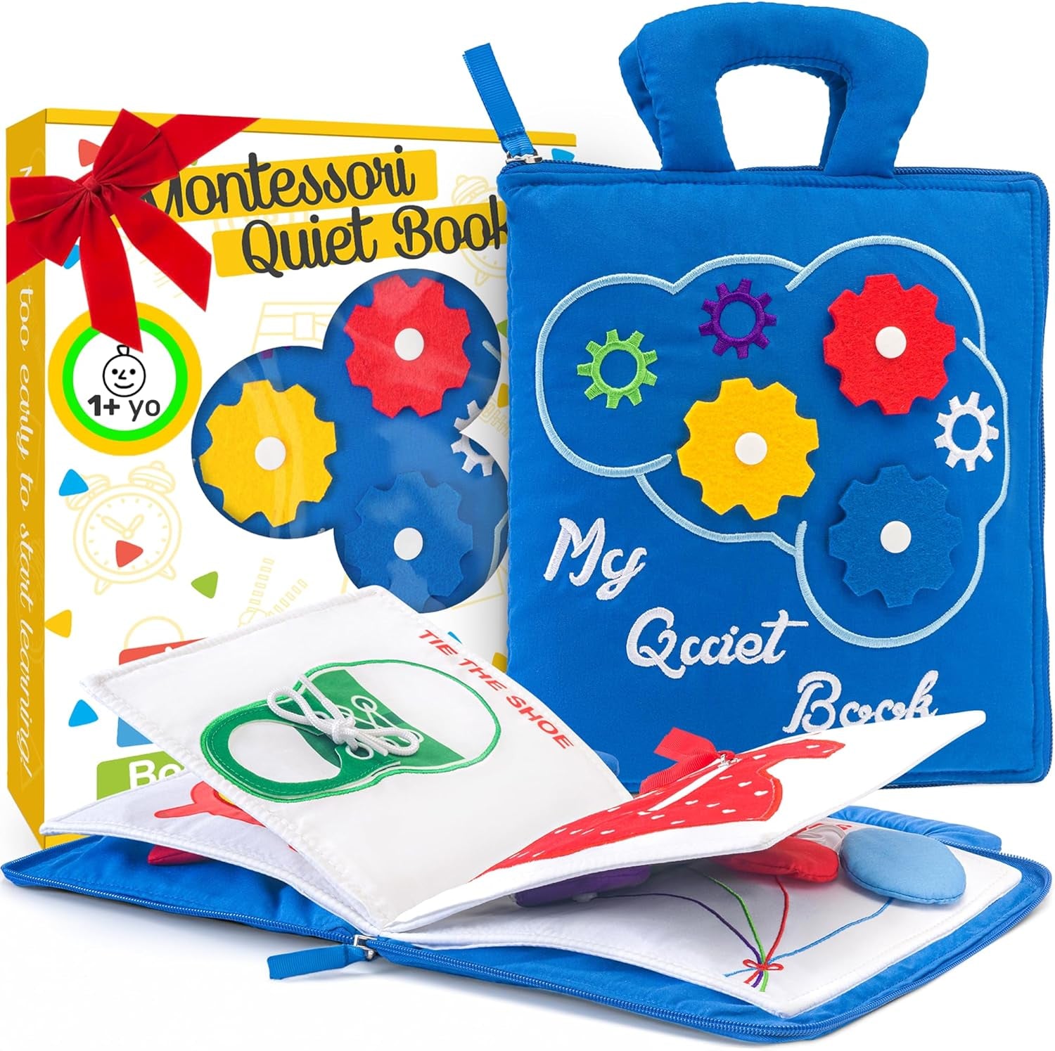 Quiet Book Montessori Toys for 1 2 3 Year Old, Busy Book for Toddlers 1-3 Travel Toy with Preschool Learning Activities, Educational Toy with 9 Sensory Toddler Activities for Boys & Girls