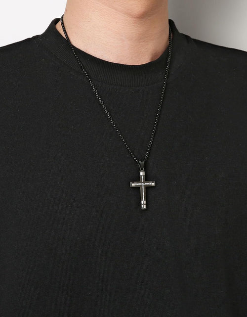 Load image into Gallery viewer, Philippians 4:13 Cross Pendant STRENGTH Bible Verse Stainless Steel Necklace 3 Colors Available
