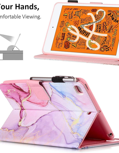 Load image into Gallery viewer, Ipad Mini 5 Case Mini 4 Mini 3 2 Cover,  Smart Wake Sleep Flip Stand Case Soft PU Leather Protective Case with Card Slot Pen Holder for Apple Ipad Mini 1 2 3 4 5 - Pink Marble
