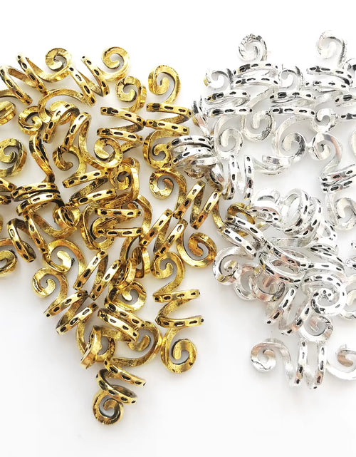 Load image into Gallery viewer, 5Pcs Golden Silver Viking Spiral Charms Hair Tubes Braid Dread Dreadlock Beads Clips Cuffs Rings Jewelry Hair Accessories Woman
