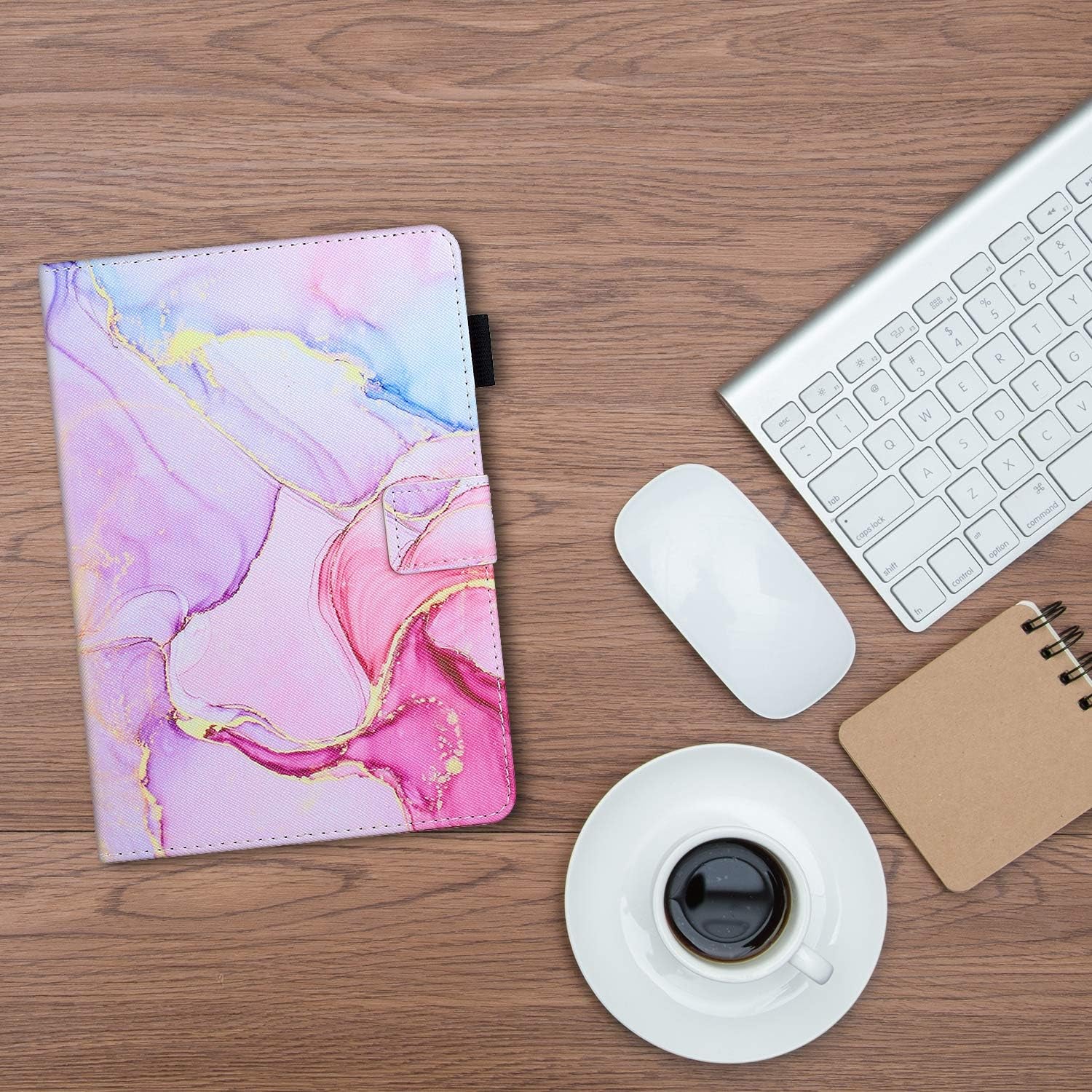 Ipad Mini 5 Case Mini 4 Mini 3 2 Cover,  Smart Wake Sleep Flip Stand Case Soft PU Leather Protective Case with Card Slot Pen Holder for Apple Ipad Mini 1 2 3 4 5 - Pink Marble