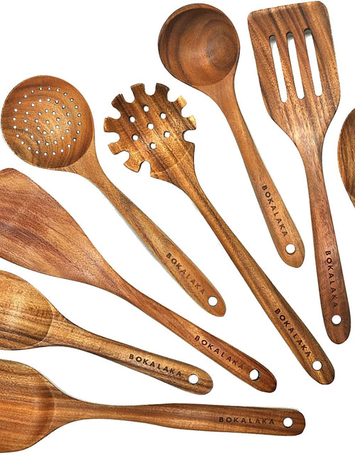 Load image into Gallery viewer, Wooden Spoons for Cooking, Teak Wooden Kitchen Utensils Set Wooden Cooking Utensils 8Pcs Wooden Spatulas Wooden Utensils for Cooking
