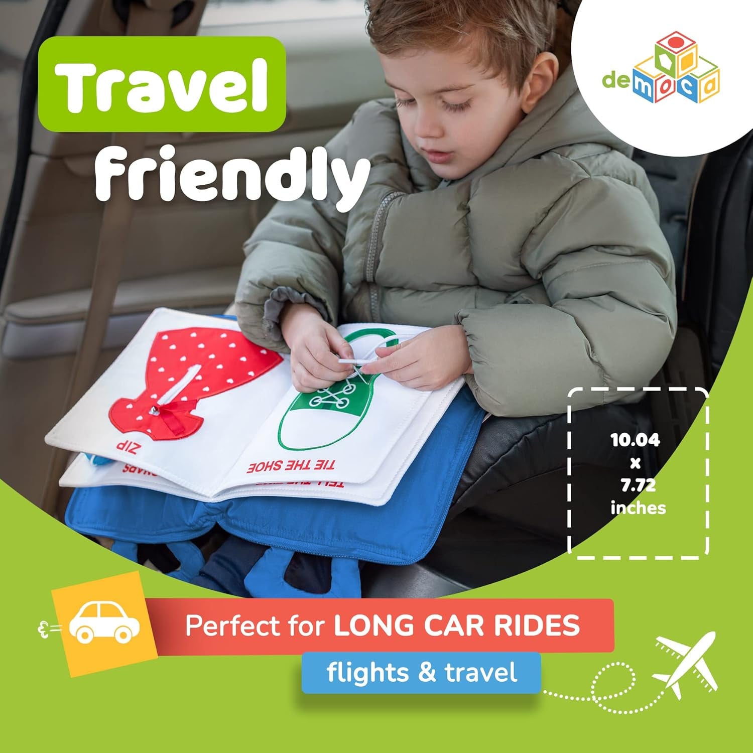 Quiet Book Montessori Toys for 1 2 3 Year Old, Busy Book for Toddlers 1-3 Travel Toy with Preschool Learning Activities, Educational Toy with 9 Sensory Toddler Activities for Boys & Girls