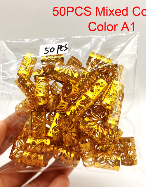 Load image into Gallery viewer, 5Pcs Golden Silver Viking Spiral Charms Hair Tubes Braid Dread Dreadlock Beads Clips Cuffs Rings Jewelry Hair Accessories Woman
