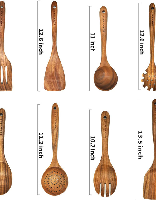 Load image into Gallery viewer, Wooden Spoons for Cooking, Teak Wooden Kitchen Utensils Set Wooden Cooking Utensils 8Pcs Wooden Spatulas Wooden Utensils for Cooking
