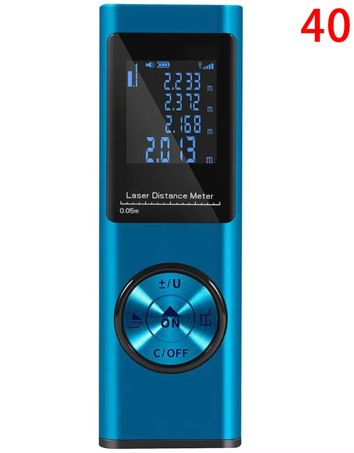 Load image into Gallery viewer, SmartMeasure 40M/60M Mini Laser Distance Meter – USB Rechargeable Handheld Rangefinder for Accurate Measurements
