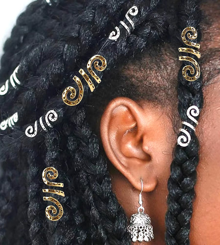 5Pcs Golden Silver Viking Spiral Charms Hair Tubes Braid Dread Dreadlock Beads Clips Cuffs Rings Jewelry Hair Accessories Woman